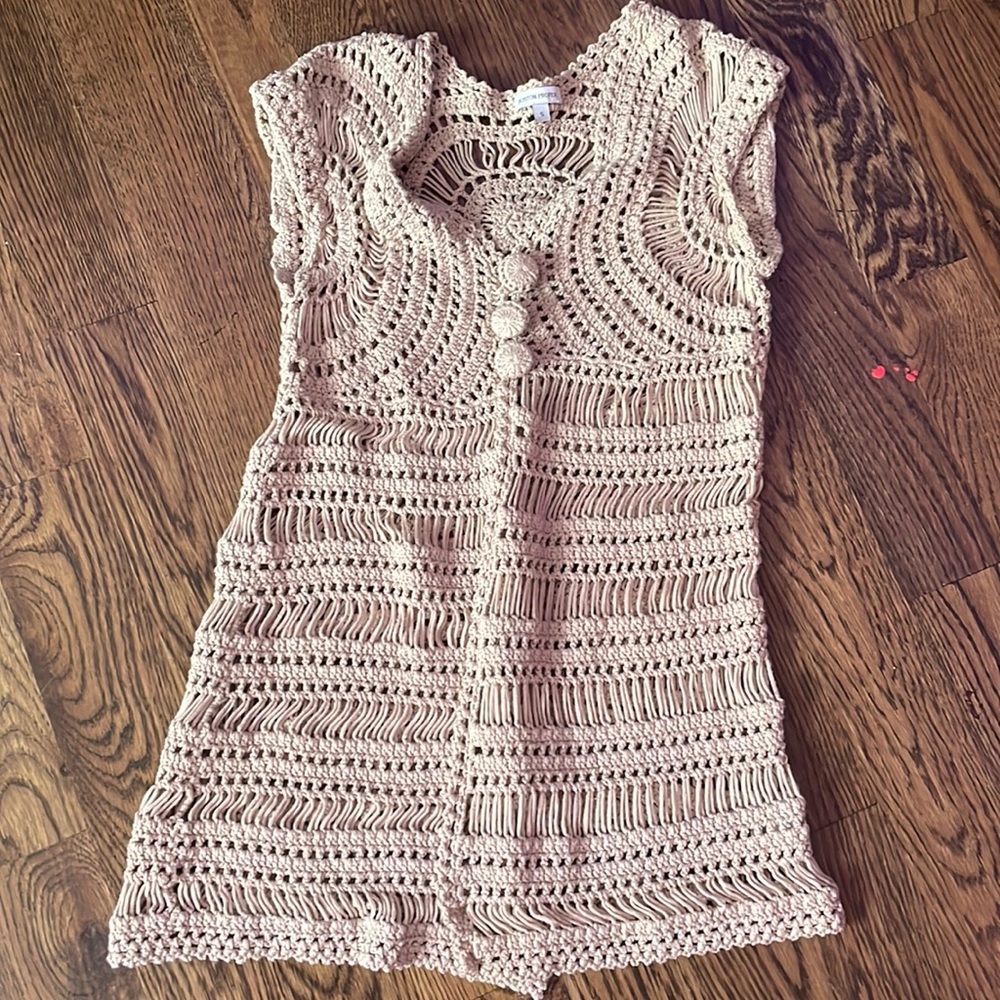 boston proper size S knitted beige half button up shirt